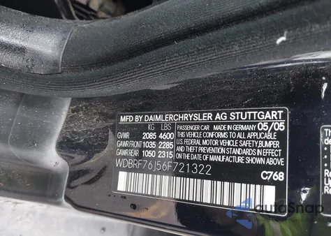 2006 Mercedes-Benz C 55 Amg z USA, uszkodzony, nr VIN WDBRF76J56F721322